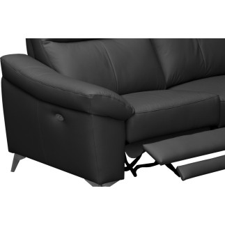 Canapé taille 2 places avec 2 relax en cuir épais de luxe italien avec 2 relax électriques, LUCAS, noir