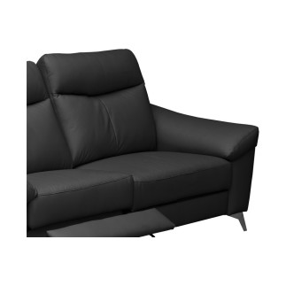 Canapé taille 2 places avec 2 relax en cuir épais de luxe italien avec 2 relax électriques, LUCAS, noir