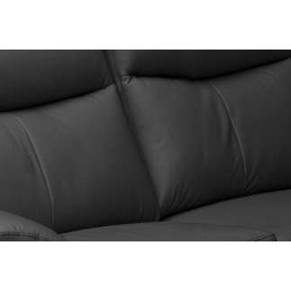 Canapé taille 2 places avec 2 relax en cuir épais de luxe italien avec 2 relax électriques, LUCAS, noir