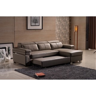 Canapé d'angle convertible cuir buffle italien 5 places, ALLURE, moka, angle droit