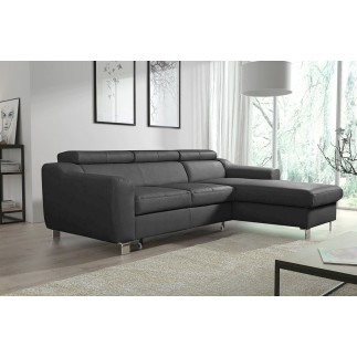 2eme PAIEMENT DE LA COMMANDE: Canapé d'angle convertible en cuir italien de luxe 5 places astoria, gris foncé, angle droit , 6x
