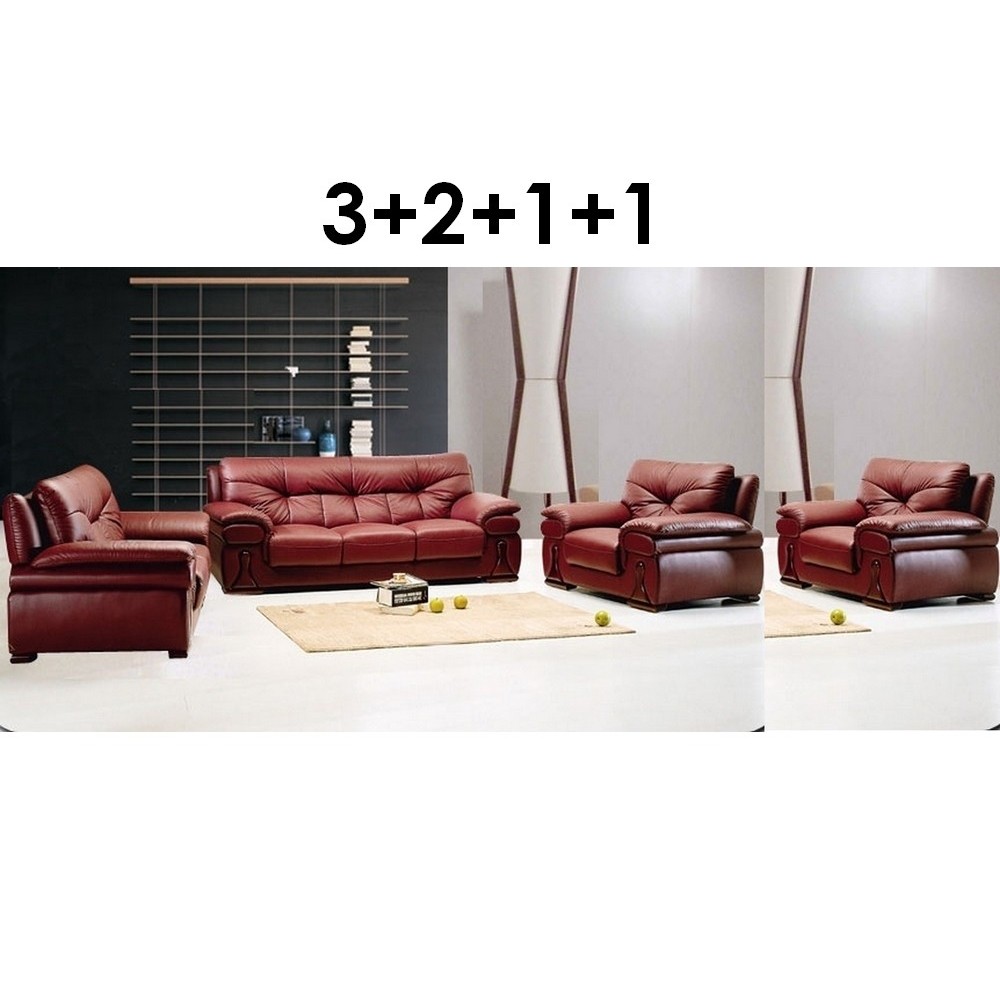 Ensemble OXFORD 4 pièces: composé d'un canapé 3 places + 2 places + 2 fauteuils en cuir luxe italien vachette, bordeaux Ensemble OXFORD 4 pièces: composé d'un canapé 3 places + 2 places + 2 fauteuils en cuir luxe italien vachette, bordeaux