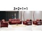 Ensemble OXFORD 4 pièces: composé d'un canapé 3 places + 2 places + 2 fauteuils en cuir luxe italien vachette, bordeaux Ensemble OXFORD 4 pièces: composé d'un canapé 3 places + 2 places + 2 fauteuils en cuir luxe italien vachette, bordeaux