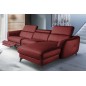 Solde de la commande: Canapé d'angle relax en cuir de luxe italien avec relax électrique, 5 places BERTONI, rouge foncé, angle d