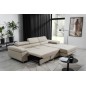 Canapé d'angle convertible ARMEL en tissu luxe 5 places, beige, avec coffre, angle droit (vu de face) Canapé d'angle convertible ARMEL en tissu luxe 5 places, beige, avec coffre, angle droit (vu de face)
