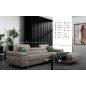 Canapé d'angle convertible ARMEL en tissu luxe 5 places, beige, avec coffre, angle droit (vu de face) Canapé d'angle convertible ARMEL en tissu luxe 5 places, beige, avec coffre, angle droit (vu de face)
