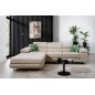 - Canapé d'angle convertible ARMEL en tissu luxe 5 places, beige, avec coffre, angle gauche (vu de face)