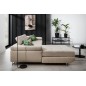 - Canapé d'angle convertible ARMEL en tissu luxe 5 places, beige, avec coffre, angle gauche (vu de face)