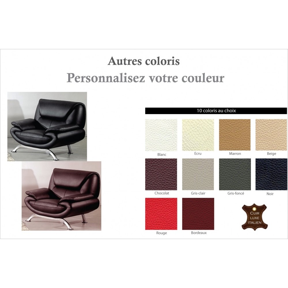 Fauteuil 1 place en cuir italien JONAH, personnalisé