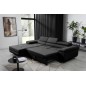 Canapé d'angle convertible ARMEL en tissu luxe 5 places, noir, avec coffre, angle gauche (vu de face) Canapé d'angle convertible ARMEL en tissu luxe 5 places, noir, avec coffre, angle gauche (vu de face)