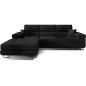 Canapé d'angle convertible ARMEL en tissu luxe 5 places, noir, avec coffre, angle gauche (vu de face) Canapé d'angle convertible ARMEL en tissu luxe 5 places, noir, avec coffre, angle gauche (vu de face)
