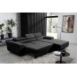 Canapé d'angle convertible ARMEL en tissu luxe 5 places, noir, avec coffre, angle droit (vu de face) Canapé d'angle convertible ARMEL en tissu luxe 5 places, noir, avec coffre, angle droit (vu de face)