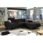 Canapé d'angle convertible ARMEL en tissu luxe 5 places, noir, avec coffre, angle droit (vu de face) Canapé d'angle convertible ARMEL en tissu luxe 5 places, noir, avec coffre, angle droit (vu de face)