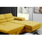 Canapé d'angle convertible ARMEL en tissu luxe 5 places, jaune moutarde, avec coffre, angle droit (vu de face) Canapé d'angle convertible ARMEL en tissu luxe 5 places, jaune moutarde, avec coffre, angle droit (vu de face)