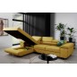 Canapé d'angle convertible ARMEL en tissu luxe 5 places, jaune moutarde, avec coffre, angle gauche (vu de face)