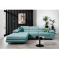 - Canapé d'angle convertible ARMEL en tissu luxe 5 places, turquoise, avec coffre, angle gauche (vu de face) - Canapé d'angle convertible ARMEL en tissu luxe 5 places, turquoise, avec coffre, angle gauche (vu de face)