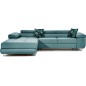 - Canapé d'angle convertible ARMEL en tissu luxe 5 places, turquoise, avec coffre, angle gauche (vu de face) - Canapé d'angle convertible ARMEL en tissu luxe 5 places, turquoise, avec coffre, angle gauche (vu de face)