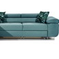 - Canapé d'angle convertible ARMEL en tissu luxe 5 places, turquoise, avec coffre, angle gauche (vu de face) - Canapé d'angle convertible ARMEL en tissu luxe 5 places, turquoise, avec coffre, angle gauche (vu de face)