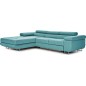 - Canapé d'angle convertible ARMEL en tissu luxe 5 places, turquoise, avec coffre, angle gauche (vu de face) - Canapé d'angle convertible ARMEL en tissu luxe 5 places, turquoise, avec coffre, angle gauche (vu de face)