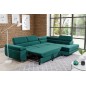Canapé d'angle convertible en tissu luxe 5 places, avec coffre, vert, angle droit (vu de face), ANNECY KRONO Canapé d'angle convertible en tissu luxe 5 places, avec coffre, vert, angle droit (vu de face), ANNECY KRONO