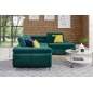 Canapé d'angle convertible en tissu luxe 5 places, avec coffre, vert, angle droit (vu de face), ANNECY KRONO Canapé d'angle convertible en tissu luxe 5 places, avec coffre, vert, angle droit (vu de face), ANNECY KRONO