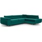 Canapé d'angle convertible en tissu luxe 5 places, avec coffre, vert, angle droit (vu de face), ANNECY KRONO Canapé d'angle convertible en tissu luxe 5 places, avec coffre, vert, angle droit (vu de face), ANNECY KRONO