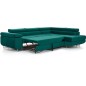 Canapé d'angle convertible en tissu luxe 5 places, avec coffre, vert, angle droit (vu de face), ANNECY KRONO Canapé d'angle convertible en tissu luxe 5 places, avec coffre, vert, angle droit (vu de face), ANNECY KRONO