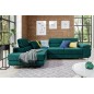 - Canapé d'angle convertible en tissu luxe 5 places, avec coffre, vert, angle gauche (vu de face), ANNECY KRONO