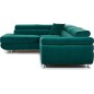 - Canapé d'angle convertible en tissu luxe 5 places, avec coffre, vert, angle gauche (vu de face), ANNECY KRONO