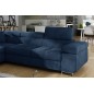 - Canapé d'angle convertible en tissu luxe 5 places, avec coffre, bleu foncé, angle gauche (vu de face), ANNECY KRONO - Canapé d'angle convertible en tissu luxe 5 places, avec coffre, bleu foncé, angle gauche (vu de face), ANNECY KRONO