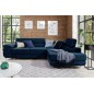 Canapé d'angle convertible en tissu luxe 5 places, avec coffre, bleu foncé, angle droit (vu de face), ANNECY KRONO Canapé d'angle convertible en tissu luxe 5 places, avec coffre, bleu foncé, angle droit (vu de face), ANNECY KRONO