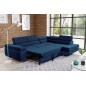 Canapé d'angle convertible en tissu luxe 5 places, avec coffre, bleu foncé, angle droit (vu de face), ANNECY KRONO Canapé d'angle convertible en tissu luxe 5 places, avec coffre, bleu foncé, angle droit (vu de face), ANNECY KRONO