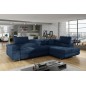 Canapé d'angle convertible en tissu luxe 5 places, avec coffre, bleu foncé, angle droit (vu de face), ANNECY KRONO Canapé d'angle convertible en tissu luxe 5 places, avec coffre, bleu foncé, angle droit (vu de face), ANNECY KRONO