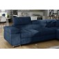 Canapé d'angle convertible en tissu luxe 5 places, avec coffre, bleu foncé, angle droit (vu de face), ANNECY KRONO Canapé d'angle convertible en tissu luxe 5 places, avec coffre, bleu foncé, angle droit (vu de face), ANNECY KRONO