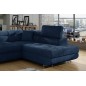Canapé d'angle convertible en tissu luxe 5 places, avec coffre, bleu foncé, angle droit (vu de face), ANNECY KRONO Canapé d'angle convertible en tissu luxe 5 places, avec coffre, bleu foncé, angle droit (vu de face), ANNECY KRONO