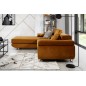 - Canapé d'angle convertible ARMEL en tissu velours luxe 5 places, couleur cuivre, avec coffre, angle gauche (vu de face) - Canapé d'angle convertible ARMEL en tissu velours luxe 5 places, couleur cuivre, avec coffre, angle gauche (vu de face)