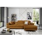 Canapé d'angle convertible ARMEL en tissu velours luxe 5 places, couleur cuivre, avec coffre, angle droit (vu de face) Canapé d'angle convertible ARMEL en tissu velours luxe 5 places, couleur cuivre, avec coffre, angle droit (vu de face)