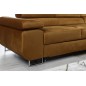 Canapé d'angle convertible ARMEL en tissu velours luxe 5 places, couleur cuivre, avec coffre, angle droit (vu de face) Canapé d'angle convertible ARMEL en tissu velours luxe 5 places, couleur cuivre, avec coffre, angle droit (vu de face)