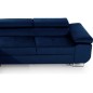 Canapé d'angle convertible ARMEL en tissu velours luxe 5 places, couleur bleu foncé, avec coffre, angle gauche (vu de face) Canapé d'angle convertible ARMEL en tissu velours luxe 5 places, couleur bleu foncé, avec coffre, angle gauche (vu de face)