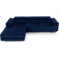 Canapé d'angle convertible ARMEL en tissu velours luxe 5 places, couleur bleu foncé, avec coffre, angle gauche (vu de face) Canapé d'angle convertible ARMEL en tissu velours luxe 5 places, couleur bleu foncé, avec coffre, angle gauche (vu de face)