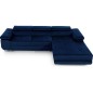 Canapé d'angle convertible ARMEL en tissu velours luxe 5 places, couleur bleu foncé, avec coffre, angle droit (vu de face) Canapé d'angle convertible ARMEL en tissu velours luxe 5 places, couleur bleu foncé, avec coffre, angle droit (vu de face)