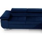 Canapé d'angle convertible ARMEL en tissu velours luxe 5 places, couleur bleu foncé, avec coffre, angle droit (vu de face) Canapé d'angle convertible ARMEL en tissu velours luxe 5 places, couleur bleu foncé, avec coffre, angle droit (vu de face)