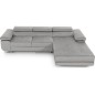 Canapé d'angle convertible ARMEL en tissu velours luxe 5 places, couleur gris, avec coffre, angle droit (vu de face) Canapé d'angle convertible ARMEL en tissu velours luxe 5 places, couleur gris, avec coffre, angle droit (vu de face)