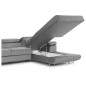 Canapé d'angle convertible ARMEL en tissu velours luxe 5 places, couleur gris, avec coffre, angle droit (vu de face) Canapé d'angle convertible ARMEL en tissu velours luxe 5 places, couleur gris, avec coffre, angle droit (vu de face)