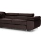 Canapé d'angle convertible ARMEL en tissu velours luxe 5 places, couleur chocolat, avec coffre, angle gauche (vu de face)
