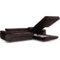 Canapé d'angle convertible ARMEL en tissu velours luxe 5 places, couleur chocolat, avec coffre, angle droit (vu de face)