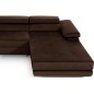 Canapé d'angle convertible ARMEL en tissu velours luxe 5 places, couleur chocolat, avec coffre, angle droit (vu de face)