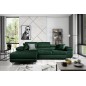 Canapé d'angle convertible ARMEL en tissu velours luxe 5 places, couleur vert foncé, avec coffre, angle gauche (vu de face) Canapé d'angle convertible ARMEL en tissu velours luxe 5 places, couleur vert foncé, avec coffre, angle gauche (vu de face)