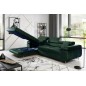 Canapé d'angle convertible ARMEL en tissu velours luxe 5 places, couleur vert foncé, avec coffre, angle gauche (vu de face) Canapé d'angle convertible ARMEL en tissu velours luxe 5 places, couleur vert foncé, avec coffre, angle gauche (vu de face)