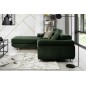 Canapé d'angle convertible ARMEL en tissu velours luxe 5 places, couleur vert foncé, avec coffre, angle gauche (vu de face) Canapé d'angle convertible ARMEL en tissu velours luxe 5 places, couleur vert foncé, avec coffre, angle gauche (vu de face)